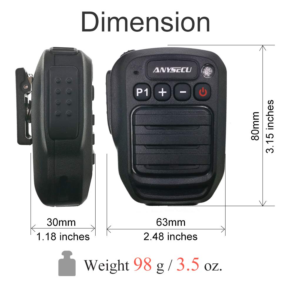 ANYSECU HB980 M - Micrófono inalámbrico Bluetooth PTT para HYT TC500 TC600 TC700 GP300 GP308 Radio bidireccional