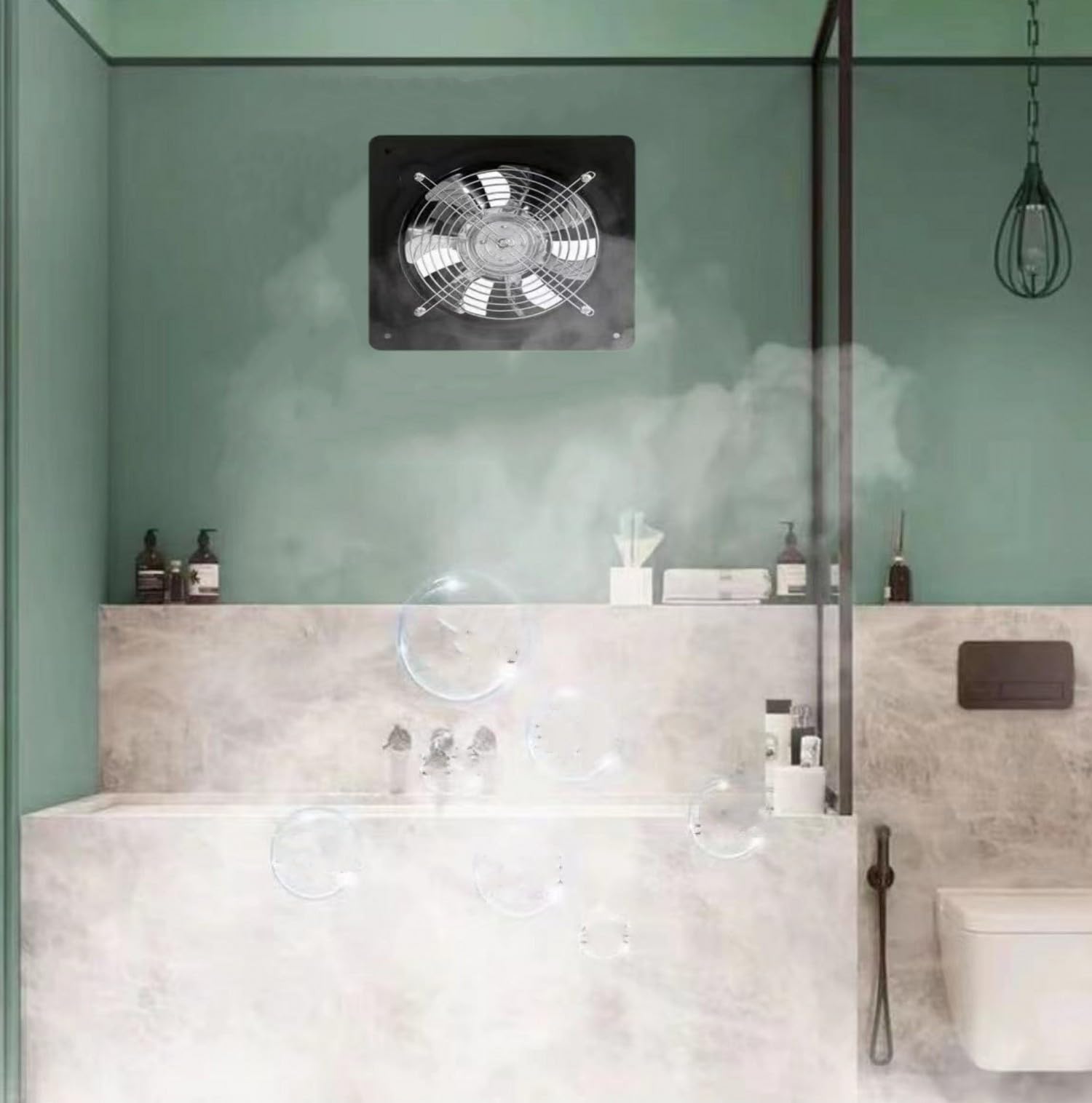 Aydomer - Ventilador de escape de 78 W para instalación a través de la pared, ventilador de escape de 110 V con enchufe, ventilador de humo de escape de 8 pulgadas con motor de cobre puro ligero para