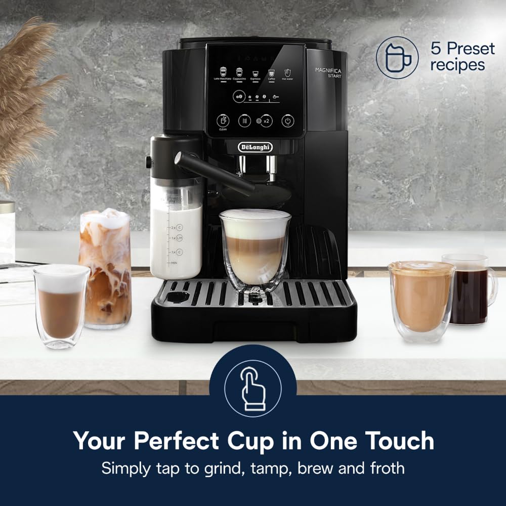 De'Longhi Cafetera espresso superautomática ECAM22080B Magnifica Start con LatteCrema System, color negro