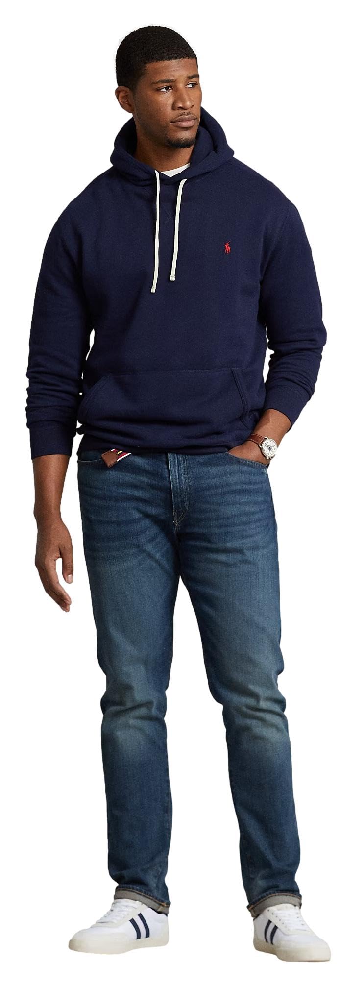 POLO RALPH LAUREN Sudadera con capucha de felpa RL Iconic de tallas grandes, azul marino, 2XB