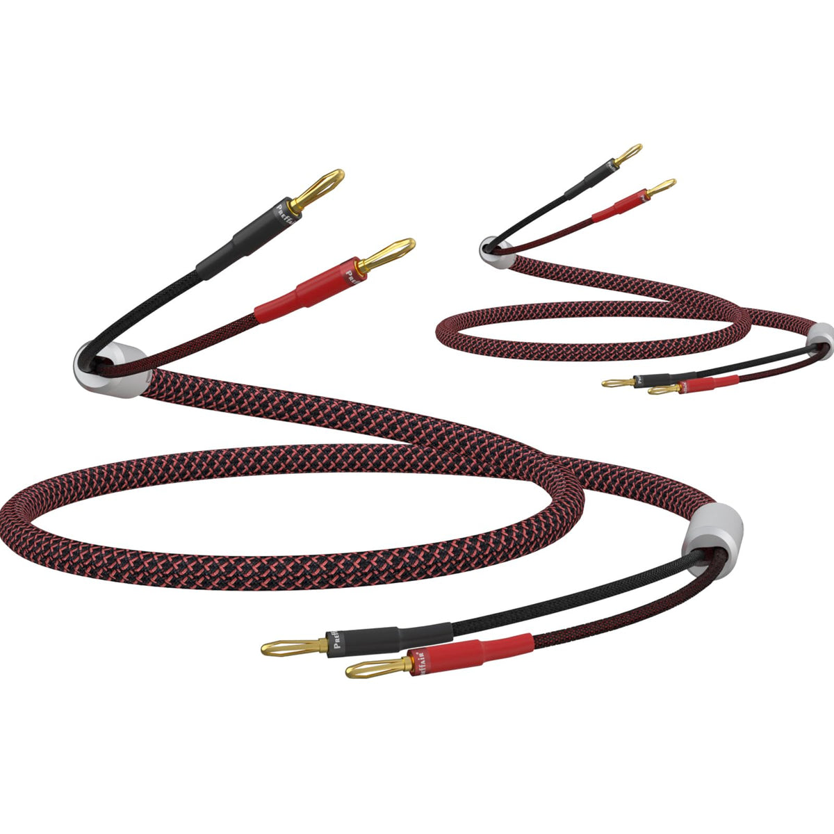 Cable de Altavoz Preffair Rojo Negro Trenzado de Cobre OFC con Enchufes Plátano de Alta Fidelidad