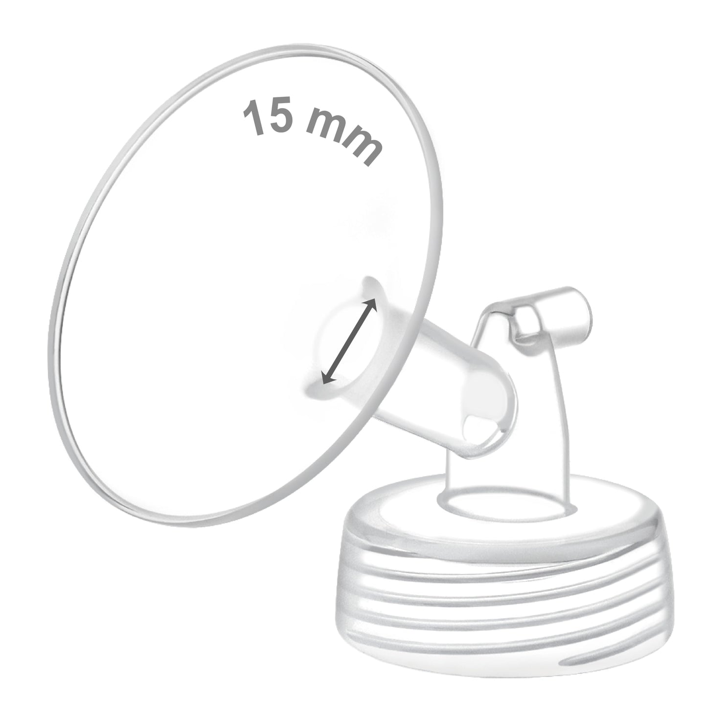 Maymom pieza de extracción de cuello ancho compatible con bombas S1/S2 de Spectra; incluye Embudo de boca ancha; no es producto original; 1 unidad transparente, 15 mm.