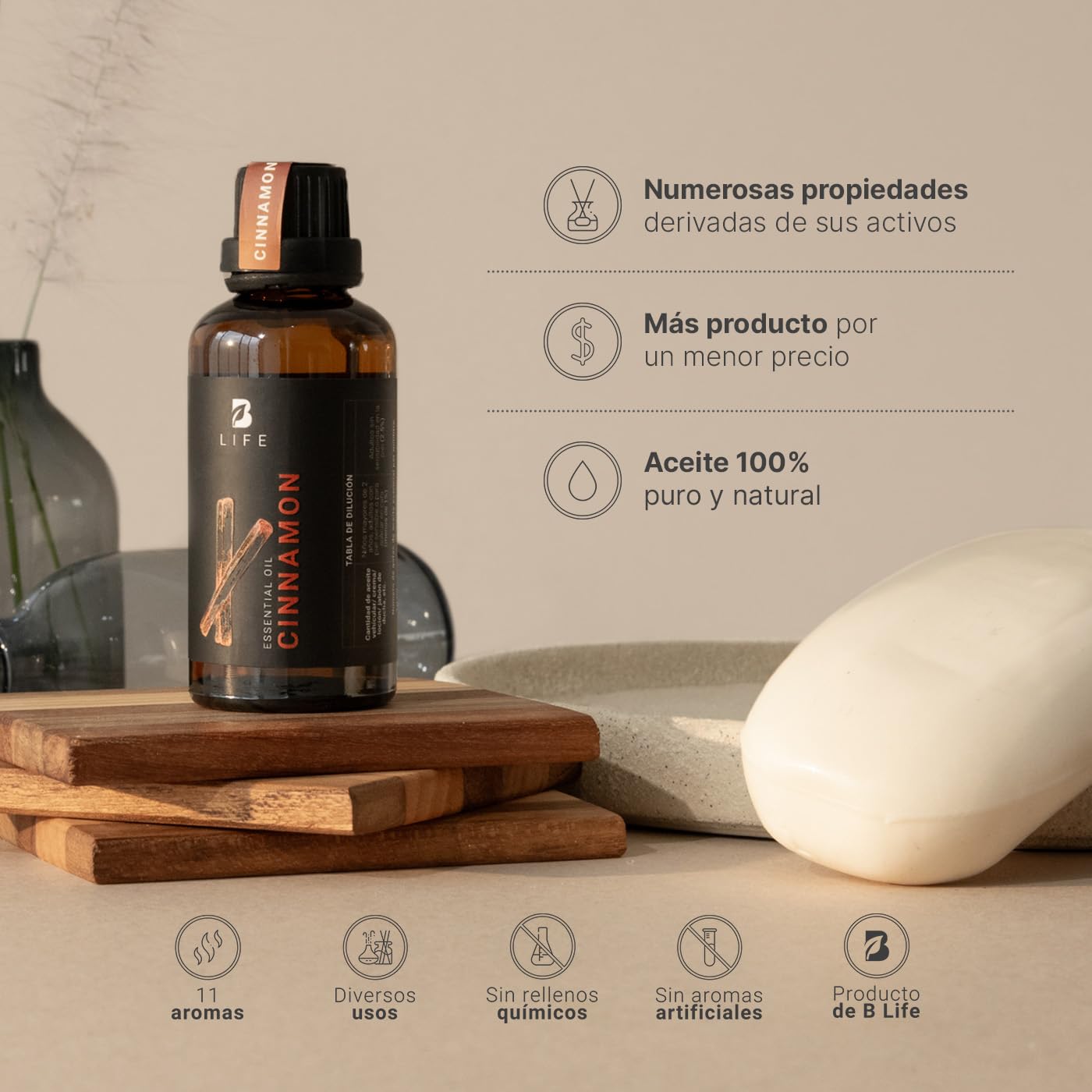 Aceite Esencial B Life Canela Ingredientes Puros Aromalogía 50 ml