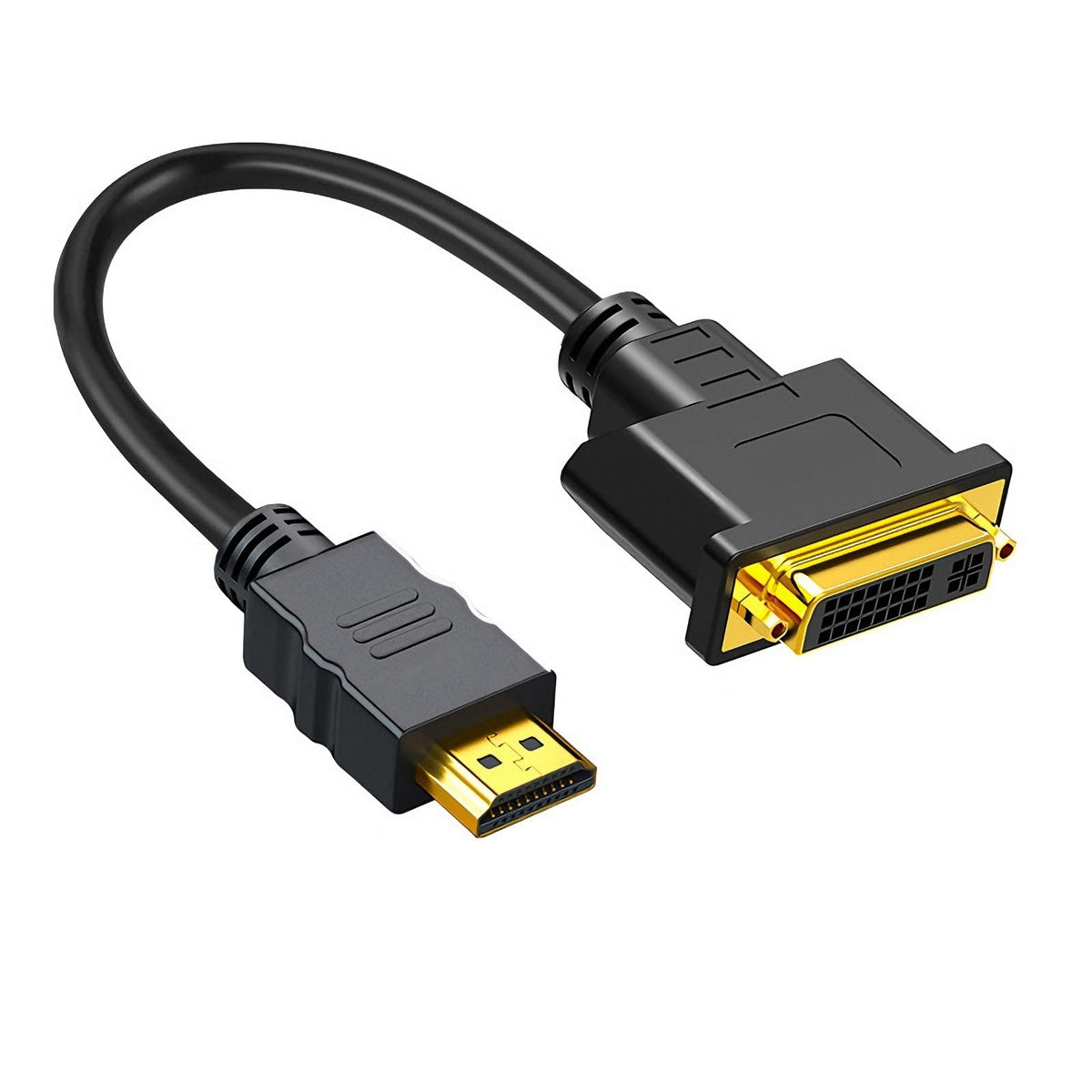 Adaptador HDMI a DVI Macho con Tuercas de Tornillo Doradas para Monitor y PC