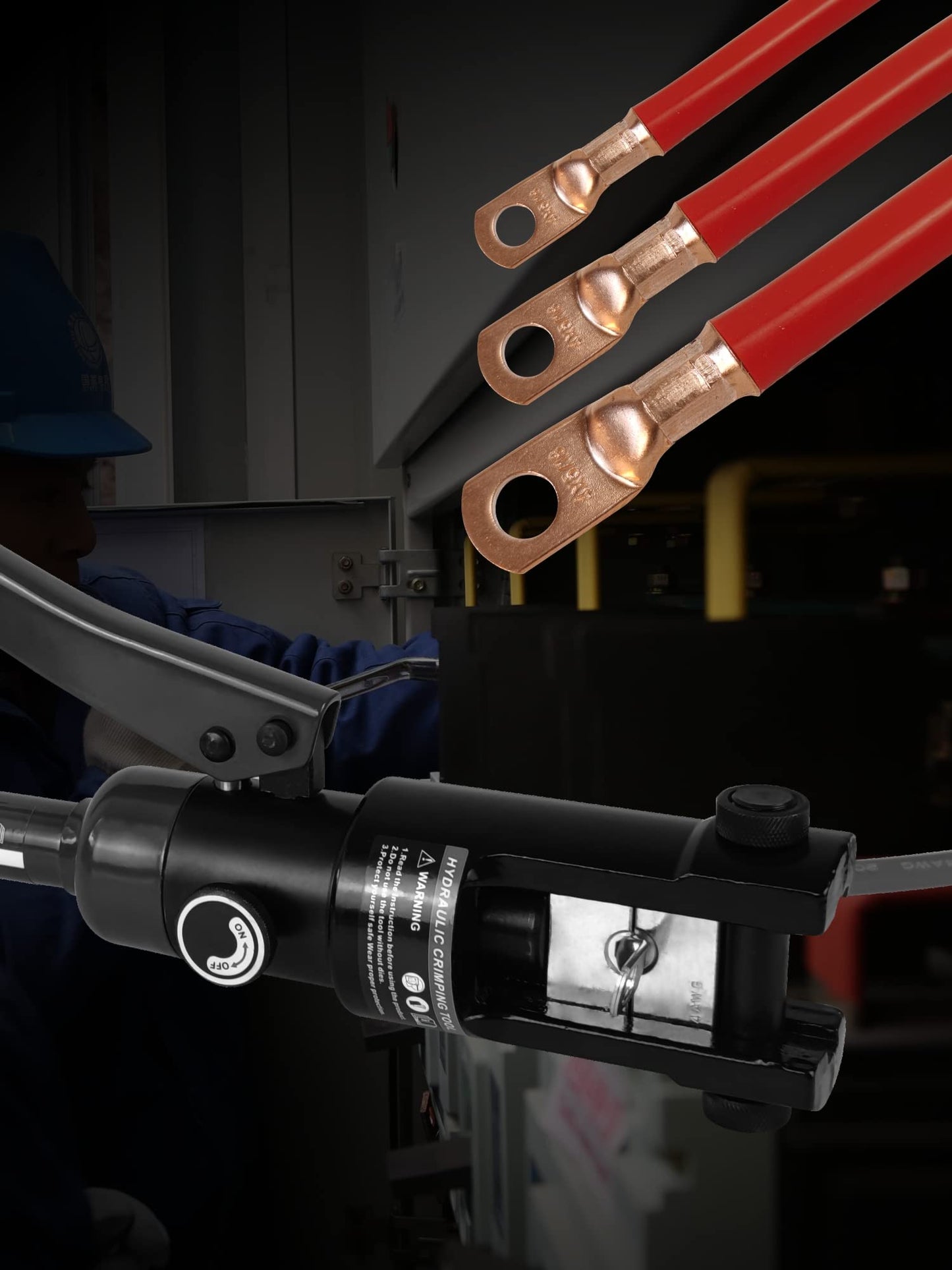 Herramienta de Prensado Hidráulica AMZCNC Batería con 10 Troqueles de 12 Toneladas