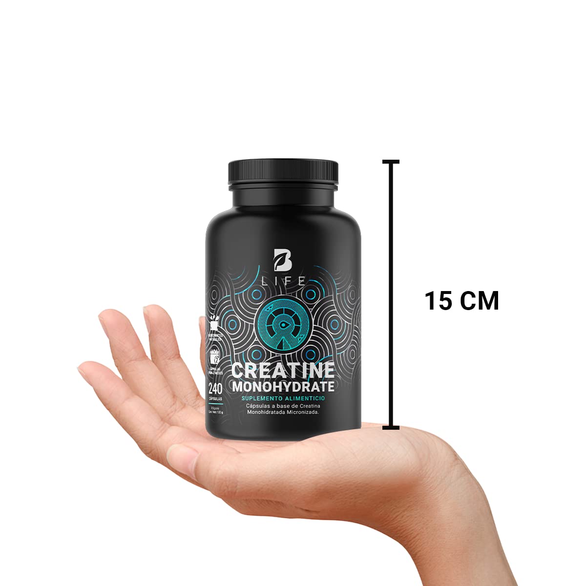 Creatina Monohidratada Micronizada. 240 Cápsulas. 120 Gramos. Alta Pureza Sin Sabor. Ingredientes naturales. Creatine Monohydrate B Life.