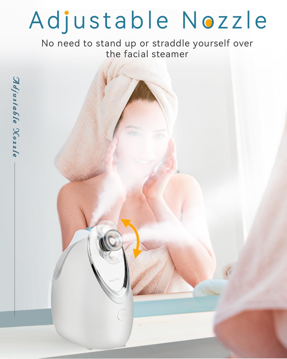 Kingsmile Vaporizador Facial, Vaporizador Facial 2 En 1 para Facial, Vaporizador Nano Compacto Con Aromaterapia, Humidificador Facial - Boquilla Ajustable, Vapor Cálido para El Hogar Spa & Senos Paran
