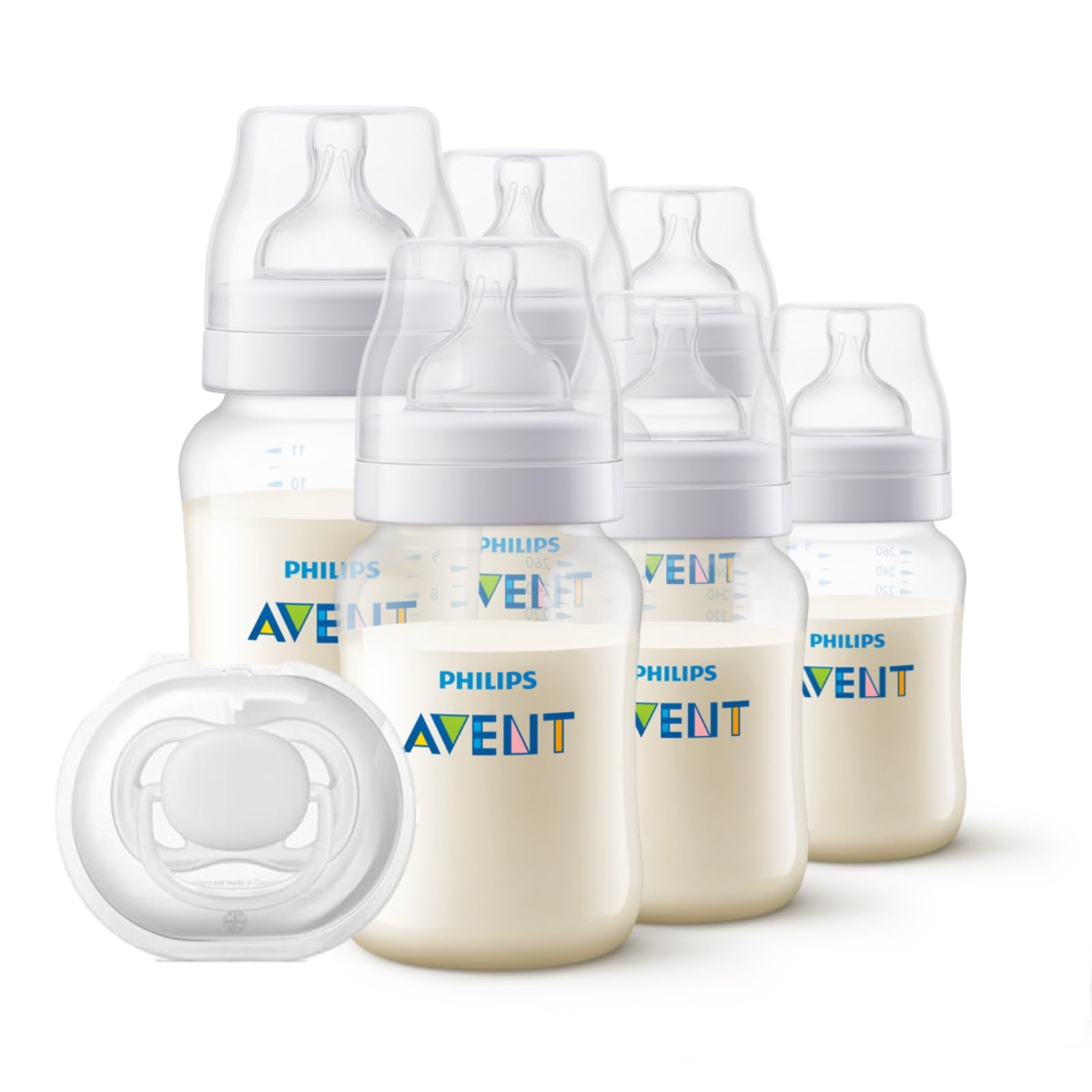 Set de Biberones Anti-colic Philips Avent Blanco con Válvula Anticólicos y Chupón Ultra Soft para Bebé