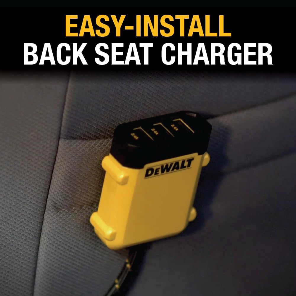 DEWALT 72W USB C Cargador de Coche de 5 Puertos, iPhone 15 USB Cargador de Coche de Carga rápida, PD & QC3.0 Encendedor de Cigarrillos del Coche Cargador USB de Varios Puertos con Cable de 6Ft