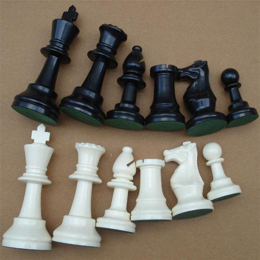 Dioche Piezas de Ajedrez, Juego de Ajedrez de Plástico Juego de Ajedrez Internacional Juego de Ajedrez Completo Juego de Ajedrez en Blanco y Negro(grande-77 mm)