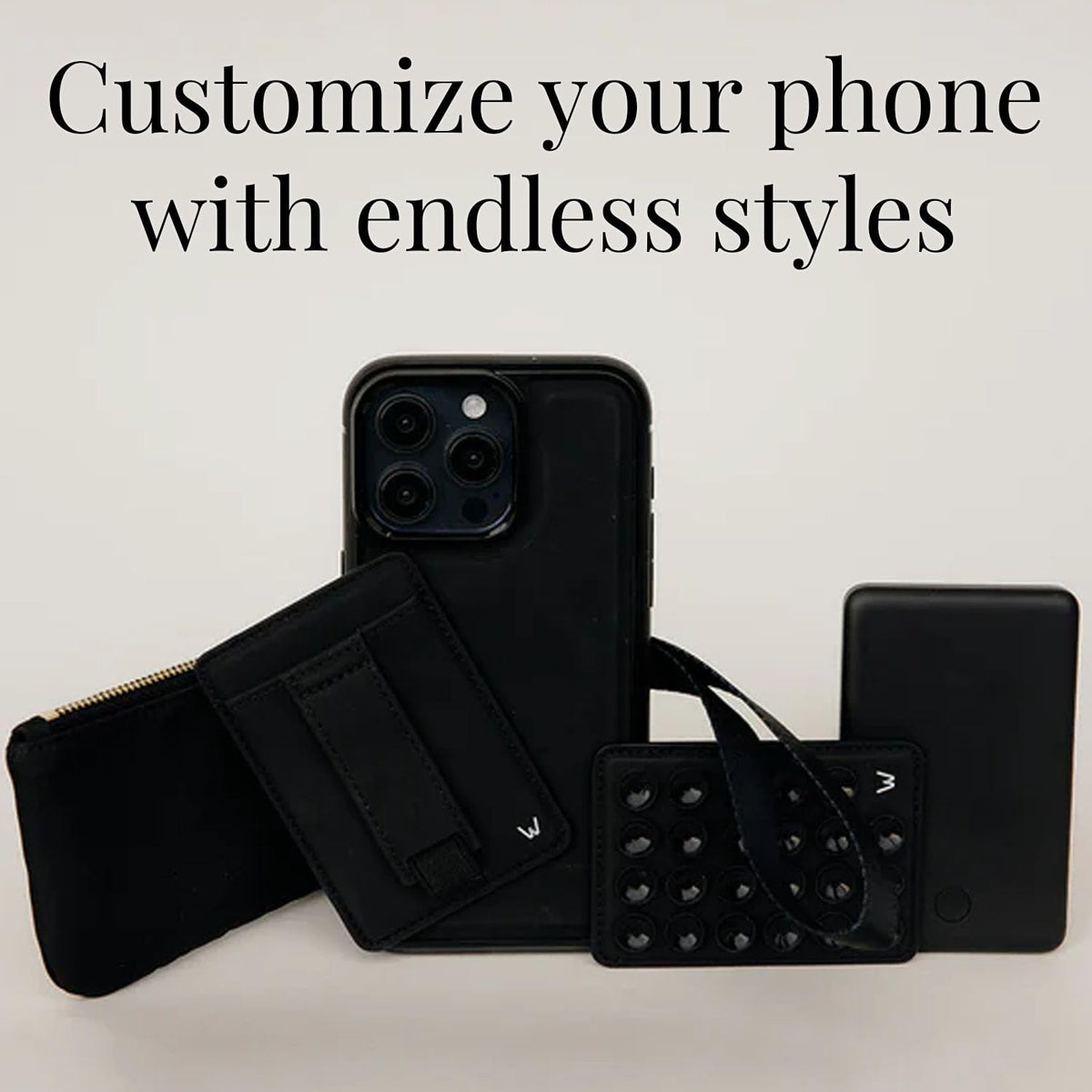 Soporte para Teléfono Walli Negro con Ventosa Fuerte de Silicona para iPhone y Uso Manos Libres