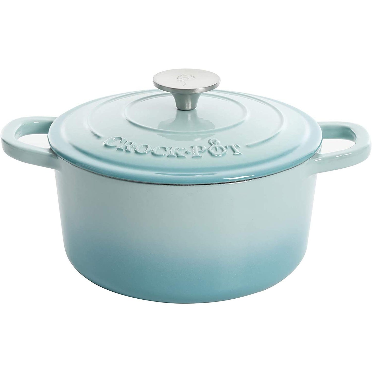 Crock-Pot Artisan - Horno holandés redondo esmaltado de hierro fundido, 3 cuartos de galón, color aguamarina