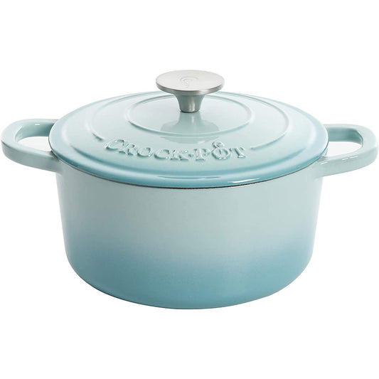 Crock-Pot Artisan - Horno holandés redondo esmaltado de hierro fundido, 3 cuartos de galón, color aguamarina