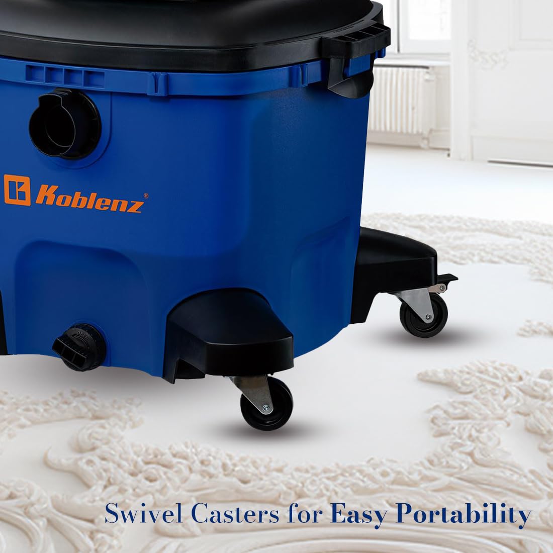 Koblenz Aspiradora Seco Mojado Eléctrica Multiusos, Aspira manualmente sólidos y líquidos, Tanque con Capacidad de 16 galones y Motor de 6.5 HP Modelo WD-16 L4 Incluye Accesorios