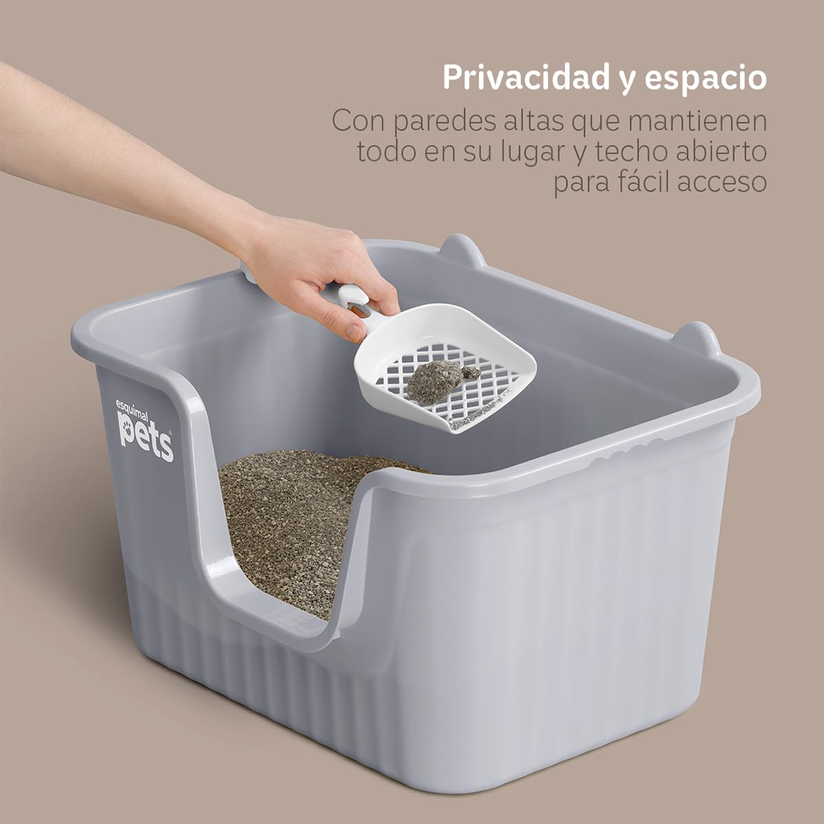 Arenero para Gato ESQUIMAL Gris Paredes Altas con Pala