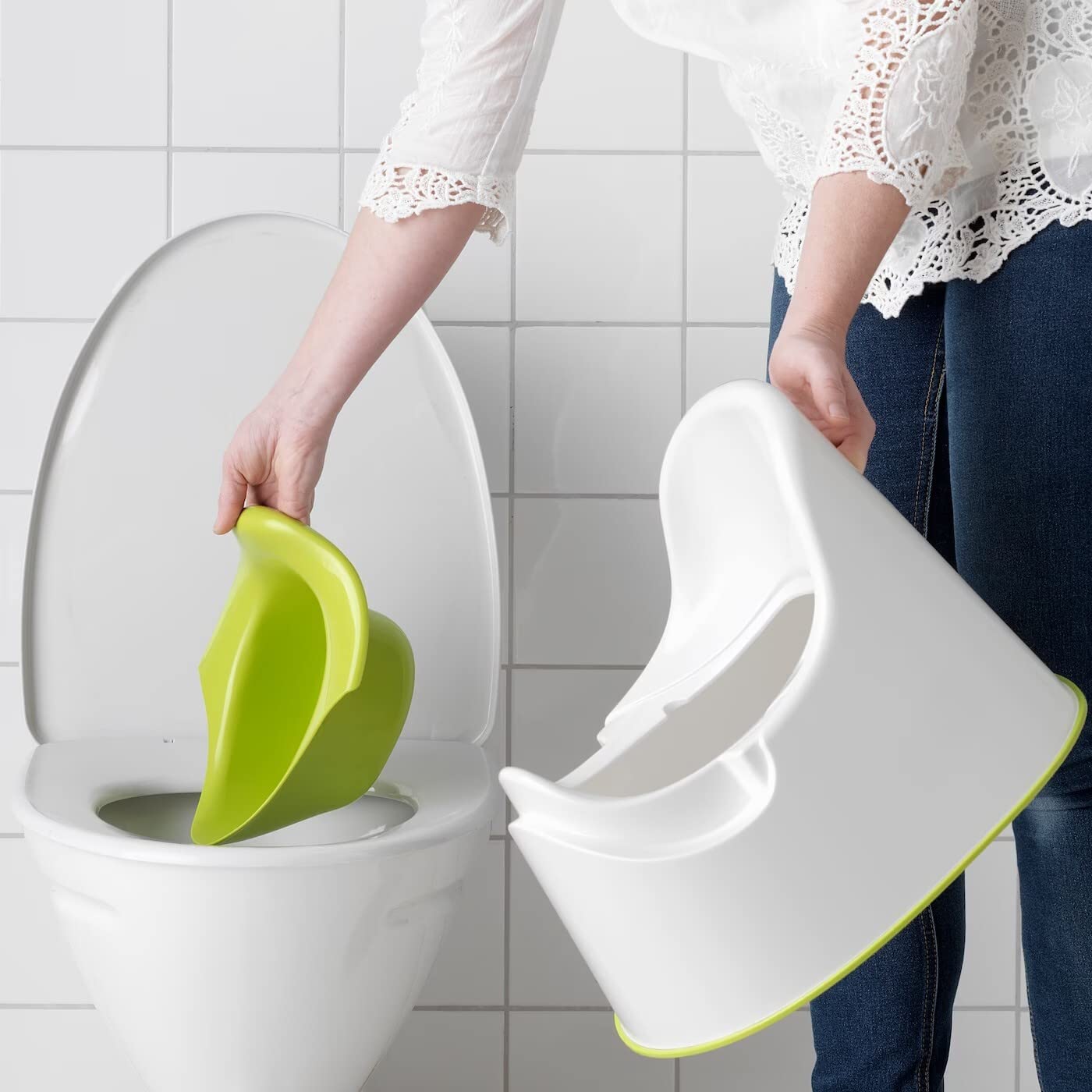 Baño Entrenador ProudCo Blanco Verde Premium Libre BPA para Niños y Niñas