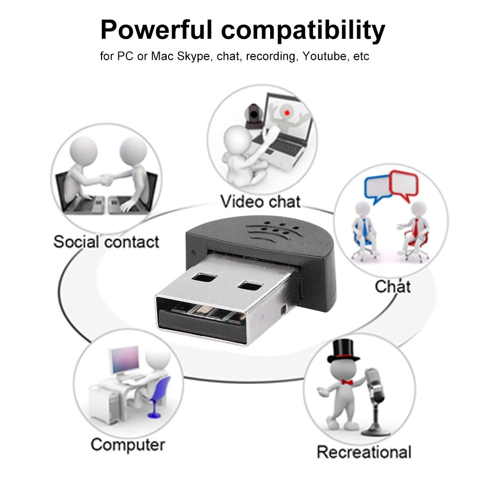 Micrófono USB Mini Wendry Negro para Grabación de Audio en Computadora PC