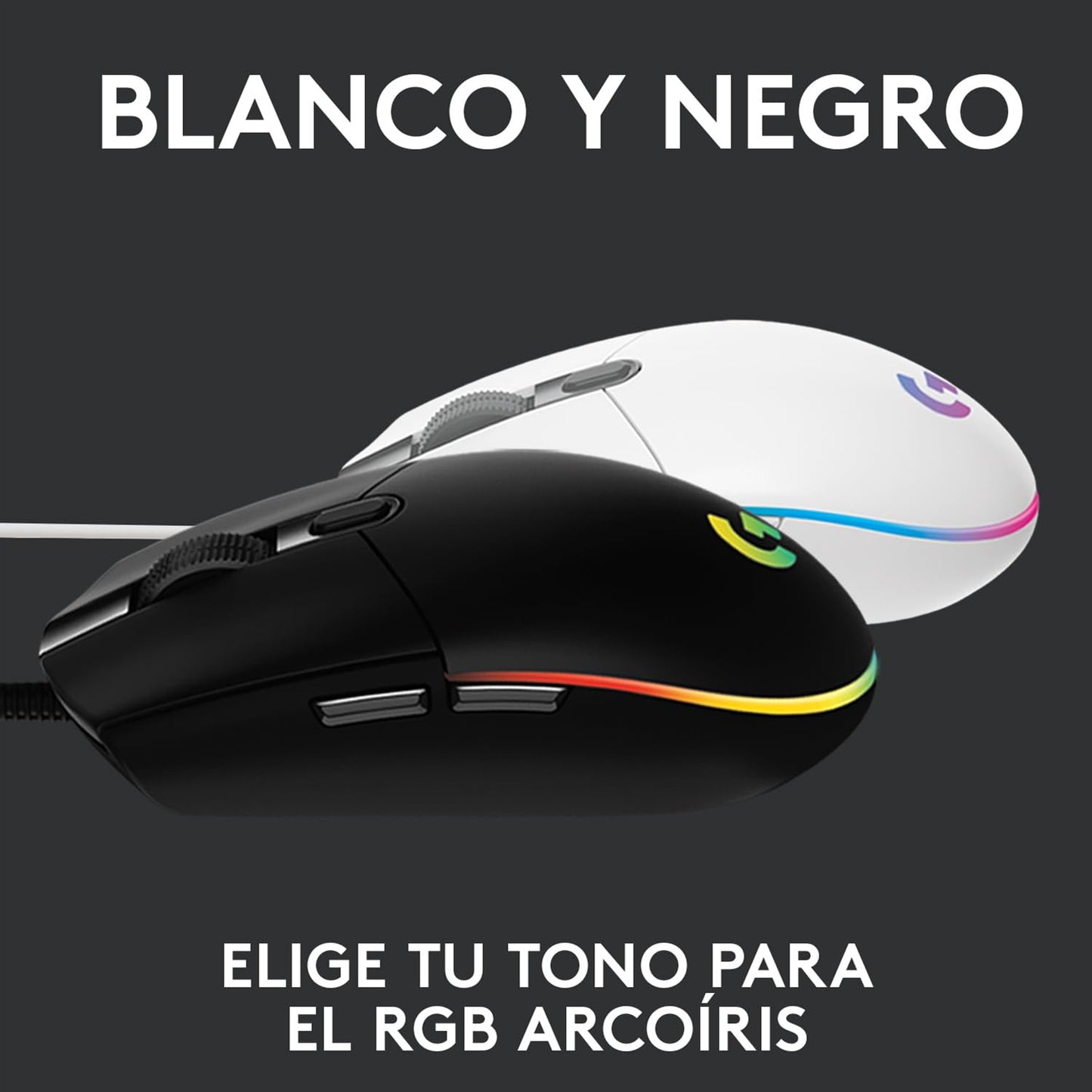 Logitech G203 LIGHTSYNC Mouse Gaming con Iluminación RGB Personalizable, 6 Botones Programables Seguimiento de hasta 8,000 DPI, Ultra-ligero - Blanco