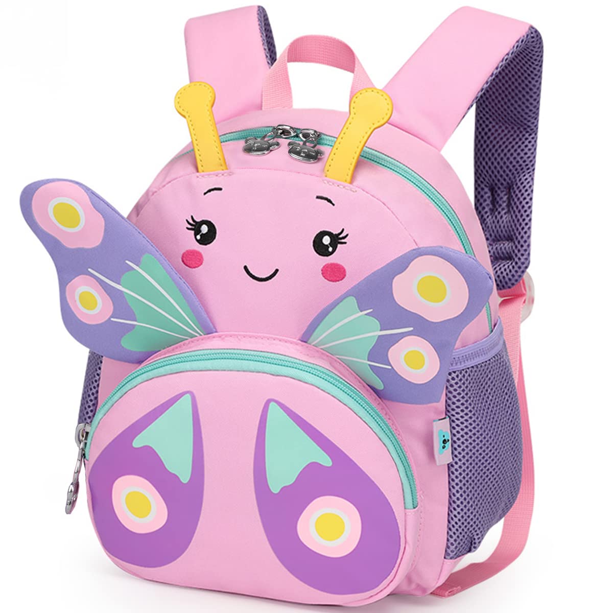 CAMTOP - Mochila para niños pequeños con dibujos animados en 3D, para niñas, niños, viajes, guardería, rosado (Butterfly-pink), 1-4 años, Moderno