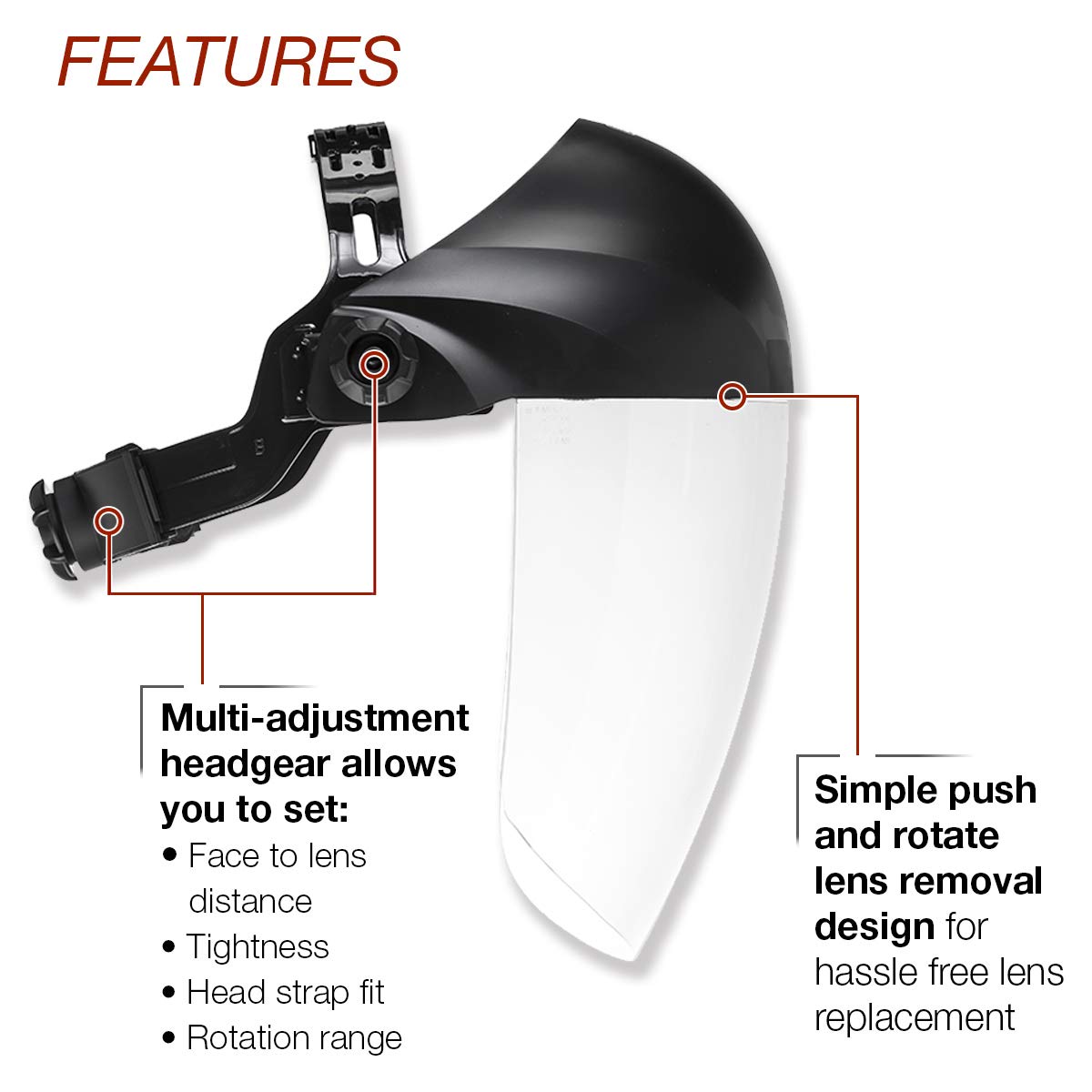 Lincoln Electric OMNIShield Professional Face Shield – Lente transparente con revestimiento antivaho – Casco prémium – K3751-1