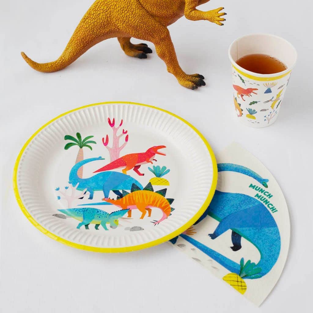 Plato de Papel Talking Tables Mixtos Dinosaurio 23 cm 8 Unidades