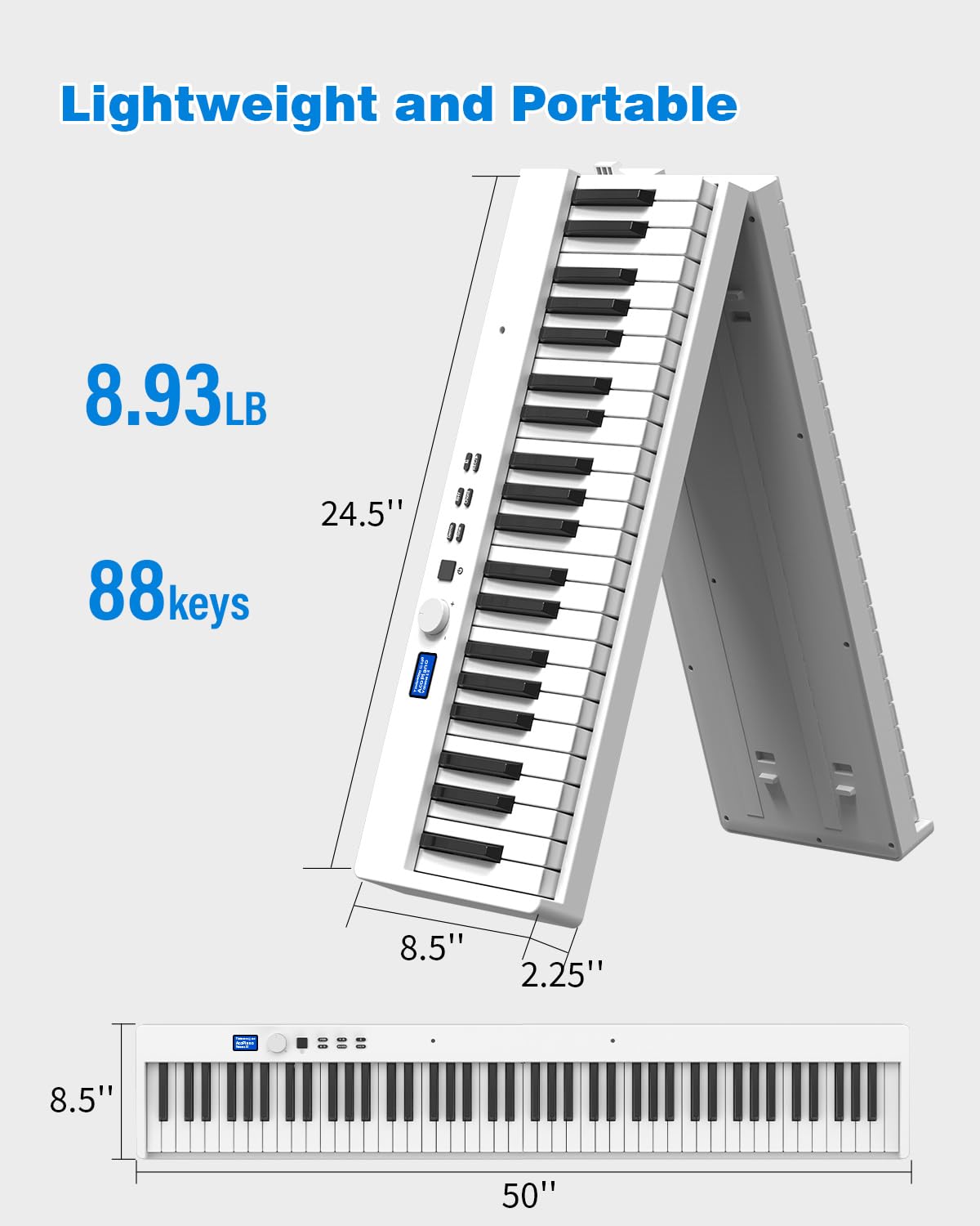Teclado de Piano OYAYO Negro Plegable 88 Teclas para Principiantes