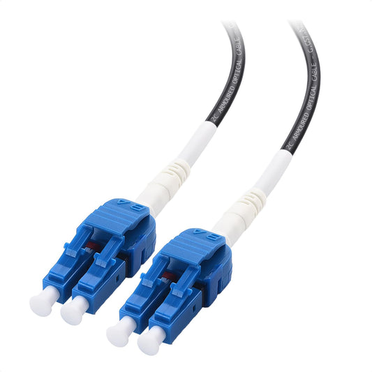 Cable de Conexión de Fibra Óptica Monomodo Cable Matters Amarillo LC a LC Duplex OS2 Blindado 50 Pies