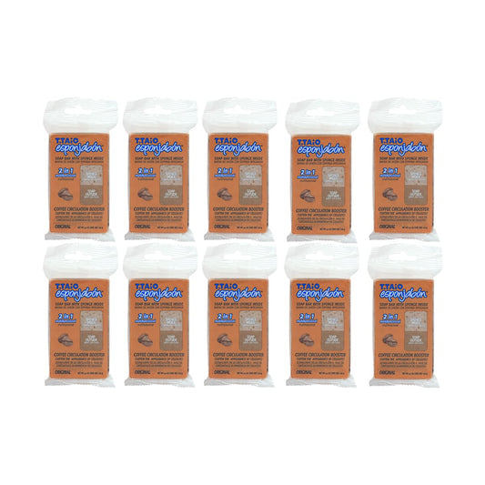 T.TAIO Esponjabón Café Anti Celulitis 2 en 1 Jabón con Esponja, Exfoliante Corporal, Pack 10 Piezas