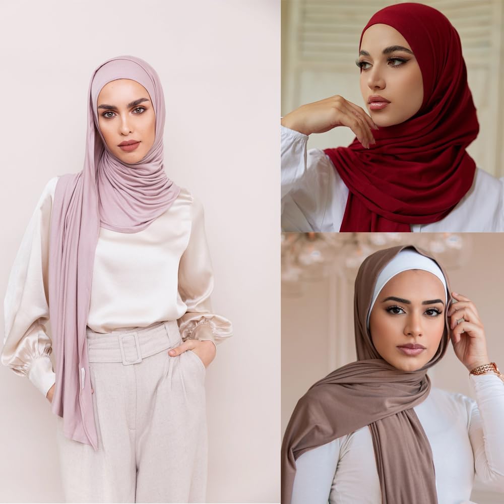 Hophor Pañuelos suaves y elásticos para la cabeza, turbante largo, para mujer, Beige, M