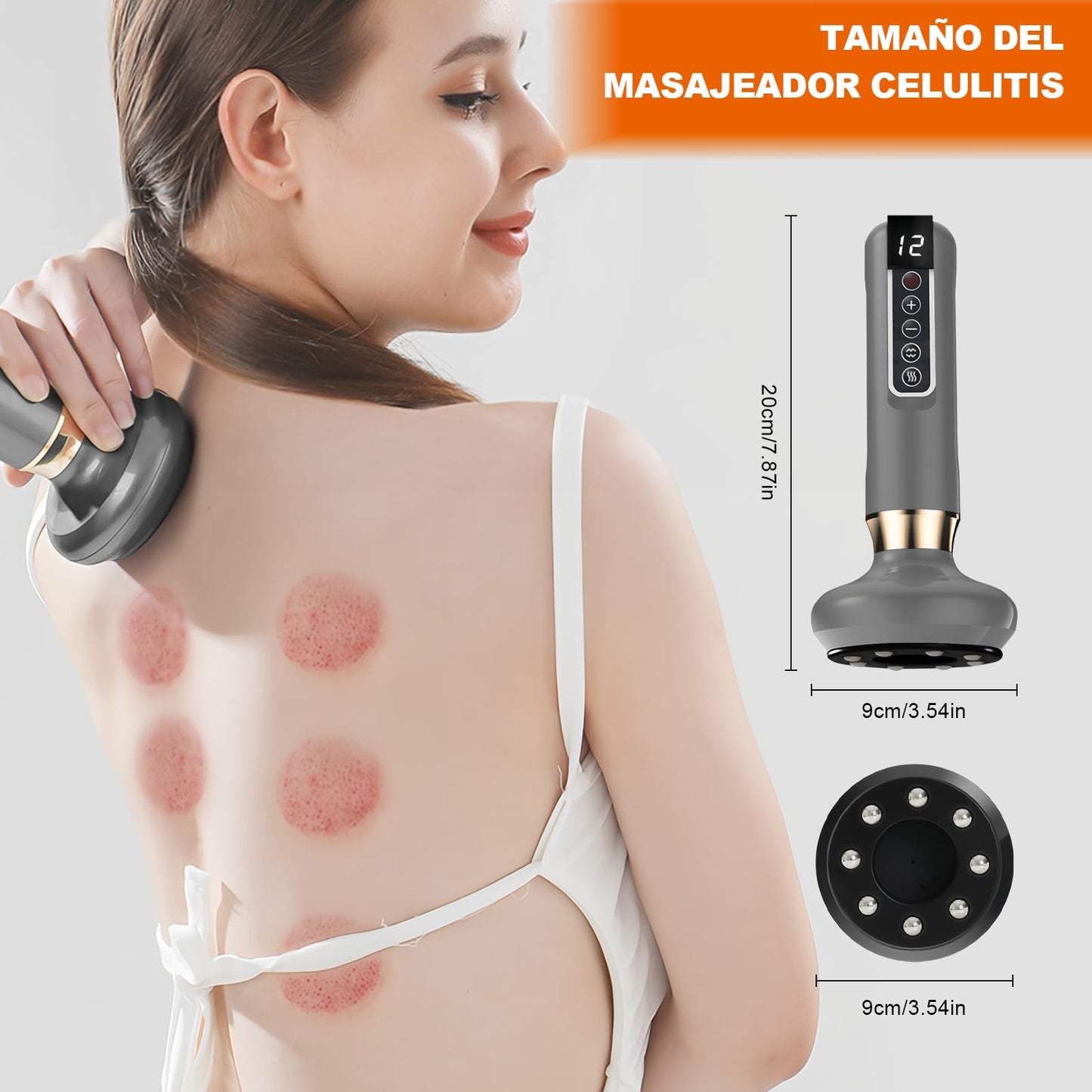 CAVIGLTE Masajeador de Espalda, 12 Niveles Masajeador Celulitis, Masajeadors EléCtrico para Cintura, Brazos y Piernas