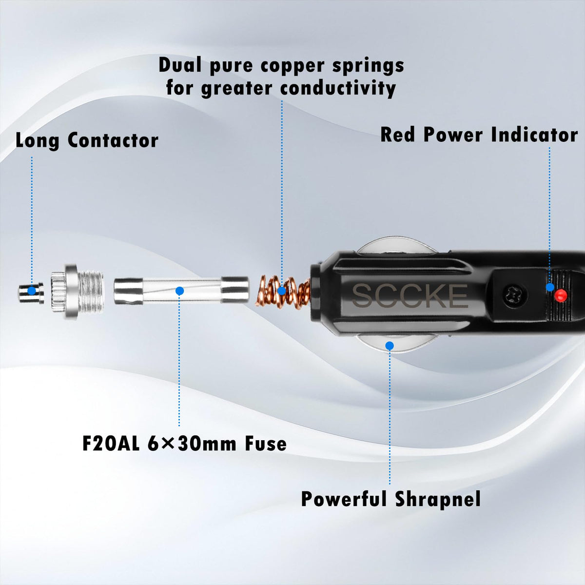 Cable Adaptador de Alimentación SCCKE Negro Alta Resistencia 14 AWG para Coche y Bricolaje