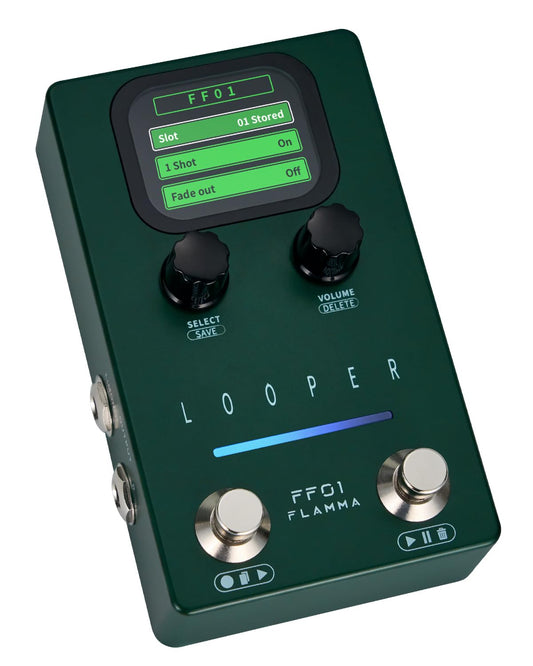 Pedal Looper FF01 FLAMMA Estéreo con 40 Ranuras y 160 Minutos para Guitarra Eléctrica y Bajo
