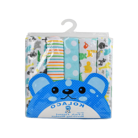 Flannel 5 Piece Receiving Blankets- 100% Lujo Algodón Orgánico Cobija Envolvente para Niños y Niñas Suave Tejido Cálido Acogedor Coche Cuna Recién Nacidos Bebés Niños Pequeños