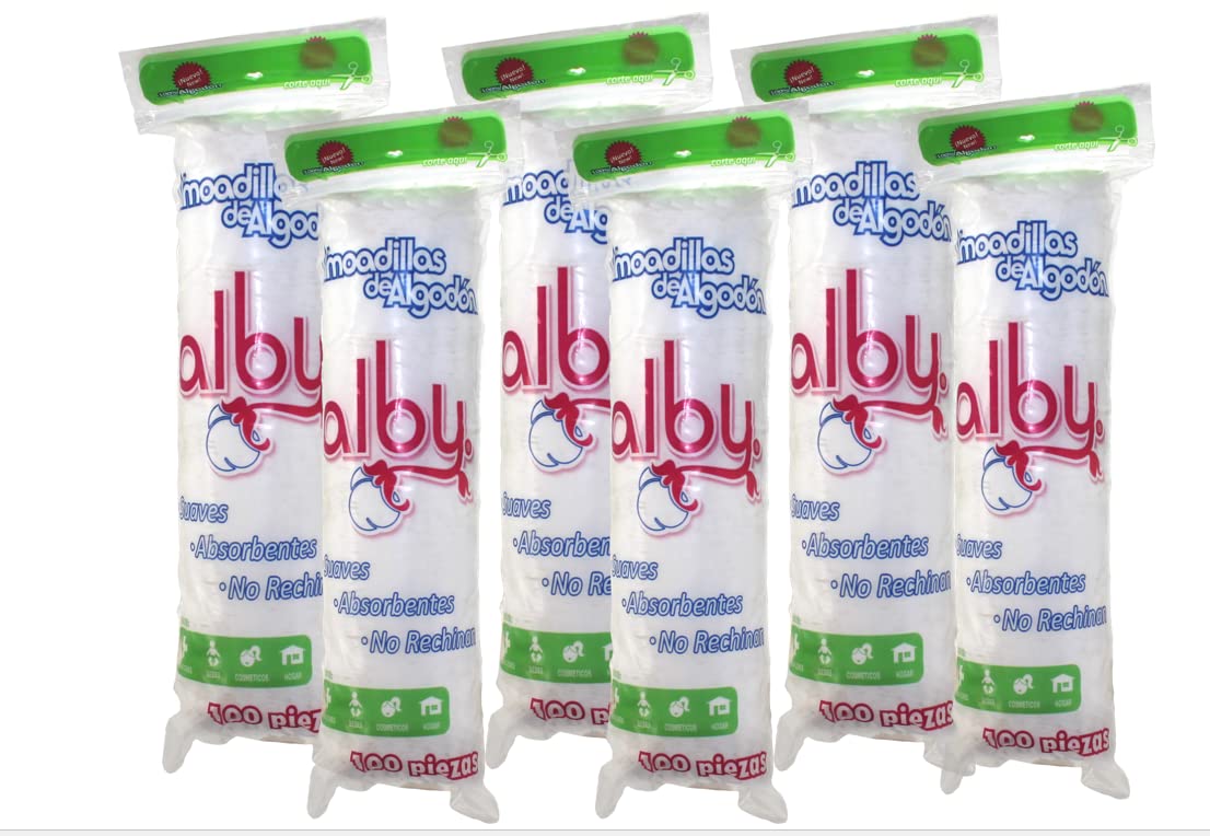 Almohadilla Facial Alby Algodón Desmaquillante Absorbente e Hipoalergénica Cuidado Personal 600 Piezas