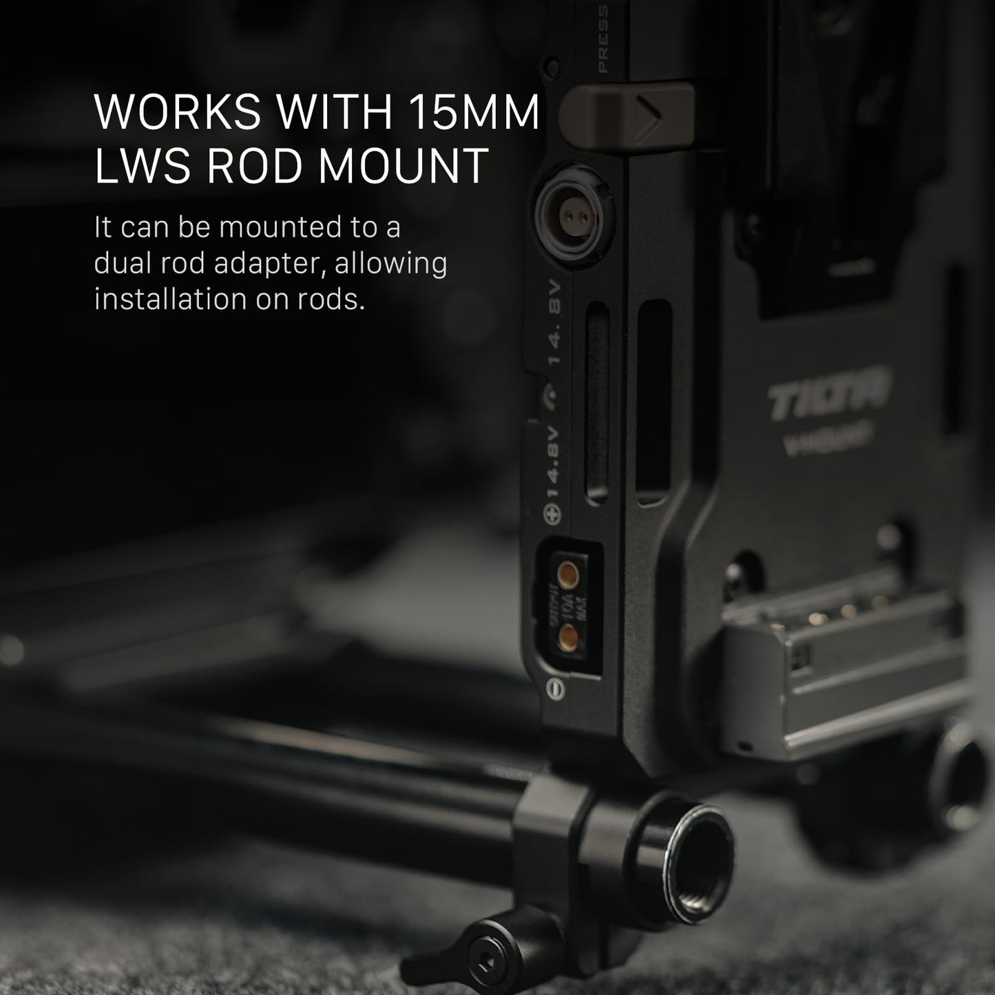 Tilta Placa De Batería para Montaje Mini PD V Incluye Conexiones P-Tap, USB-C Y Lemo De 2 Pines Compatible con Varillas Dobles Lws De 15 Mm | Características De Roscas 1/4” -20 Y M4 6 X 9 X 3.5 Negro