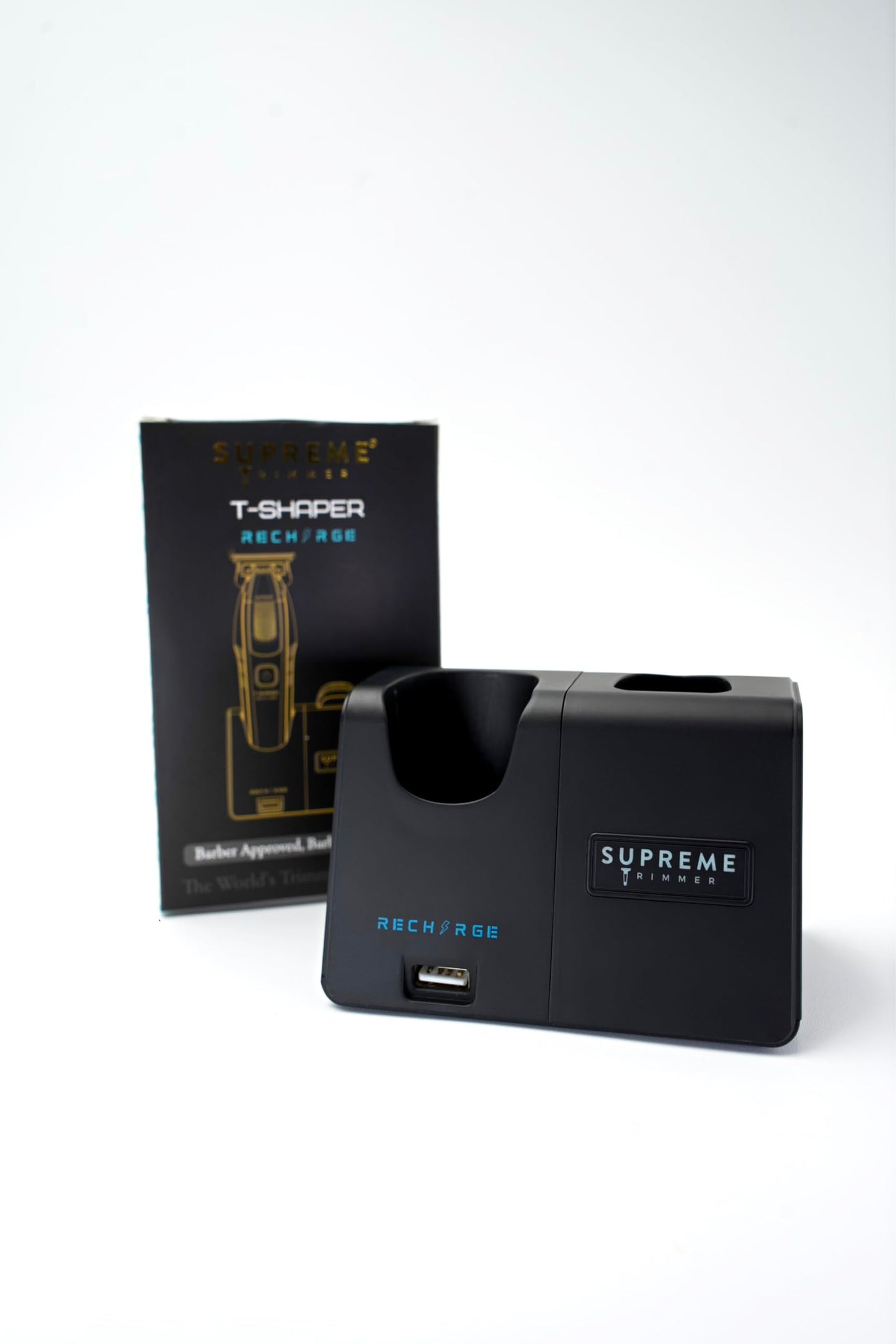 Supreme Trimmer - Soporte de carga inteligente de repuesto | Compatible con Recharge ST777 | Carga inteligente para dispositivos conectados USB | RCS777 Negro