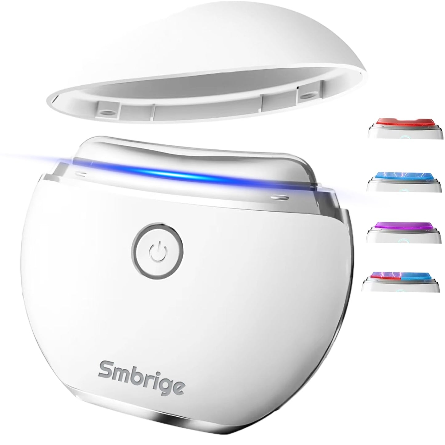 Smbrige Herramienta de masaje facial con 4 modos de color y terapia de luz roja para el cuidado de la piel del rostro y el cuello en casa, herramientas faciales Gua Sha, color blanco.