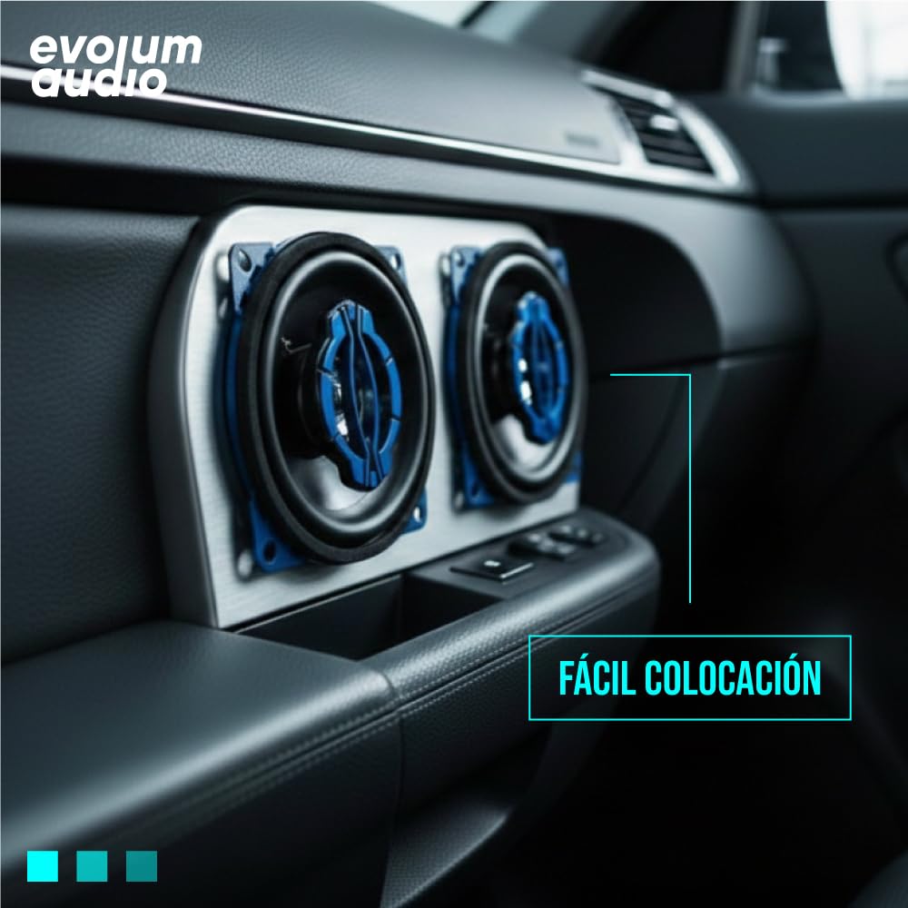 Evolum Audio - Kit Bocinas 2 Vías - Sonido Claro y Potente - Potencia RMS de 100 W - Gran Volumen y Claridad sin Distorsión - Fácil Instalación & Amplia Compatibilidad - Modelo Coaxial (4 in)