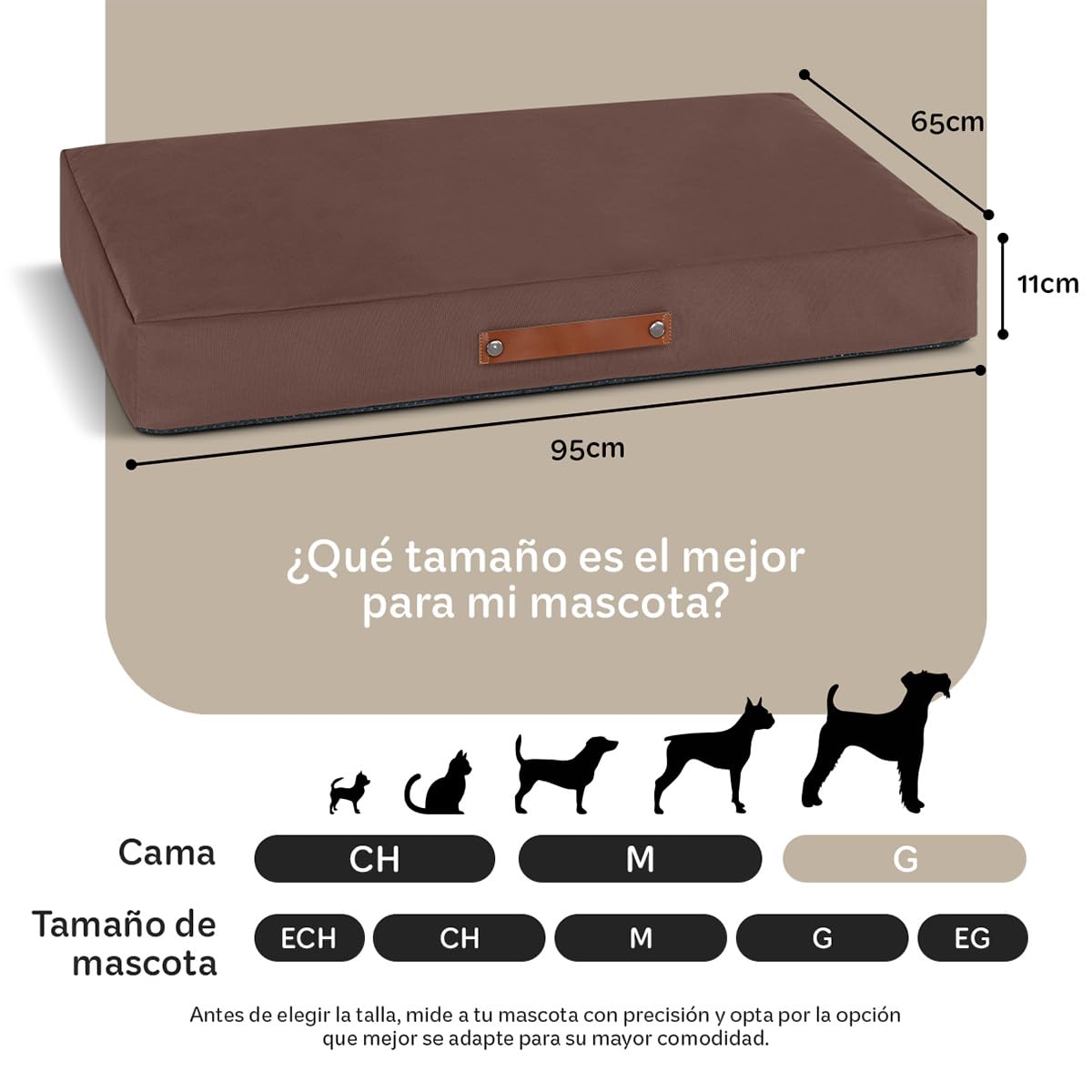 Cama Antiestrés de Foam ESQUIMAL Café Grande para Perro y Gato Lavable