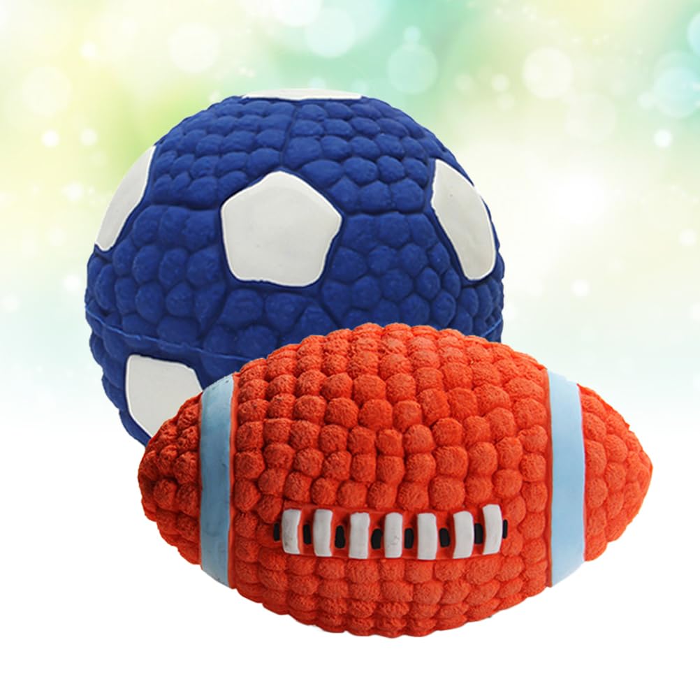 FOMIYES 2 Piezas balones de fútbol para Perros Masticar Perro fútbol Americano Juguetes para Perros Grandes Juguete para Masticar Mascotas vocalizar Cachorro