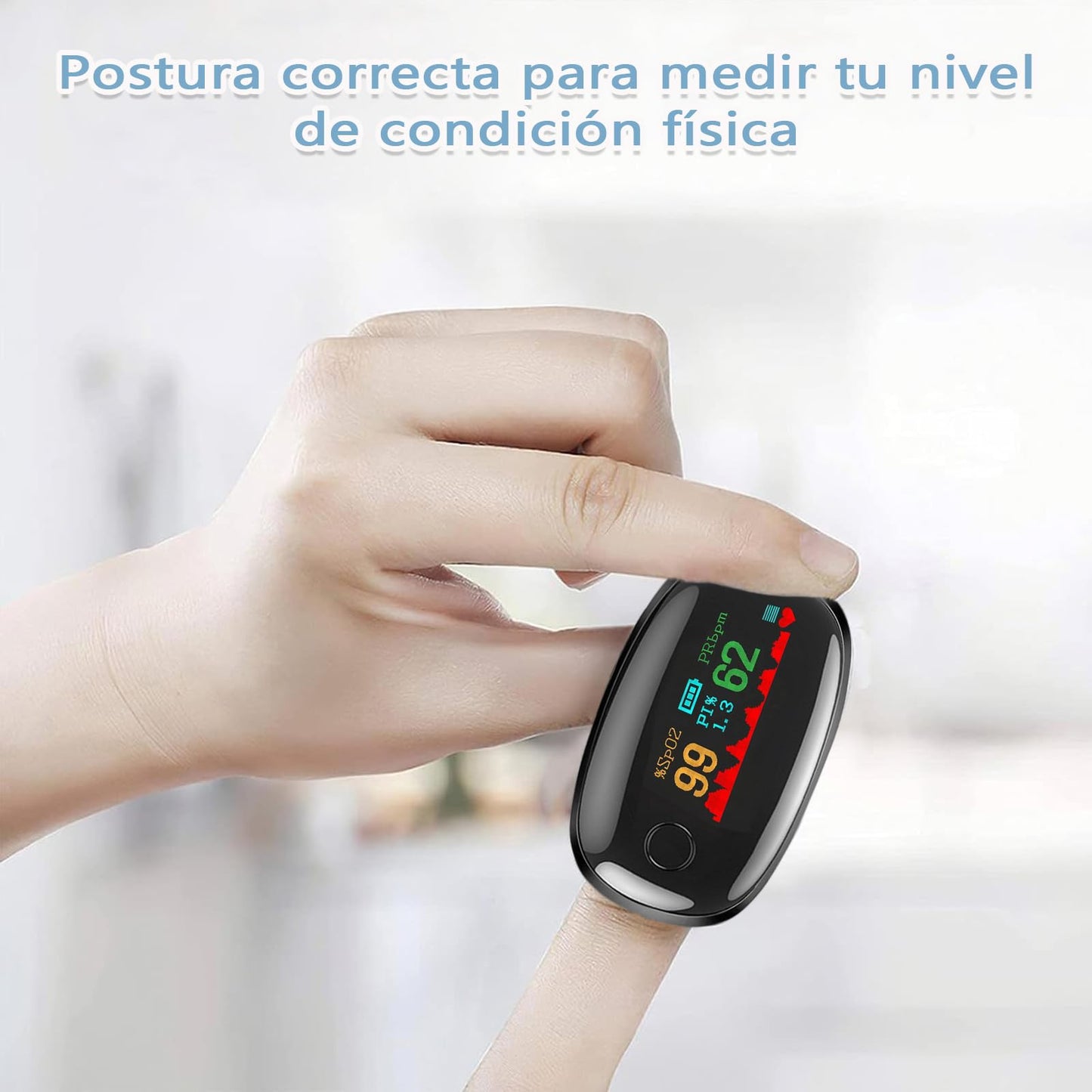 Oxímetro de Pulso Digital Pantalla OLED Monitor de Frecuencia Cardíaca y Saturación de Oxígeno para Monitoreo Diario