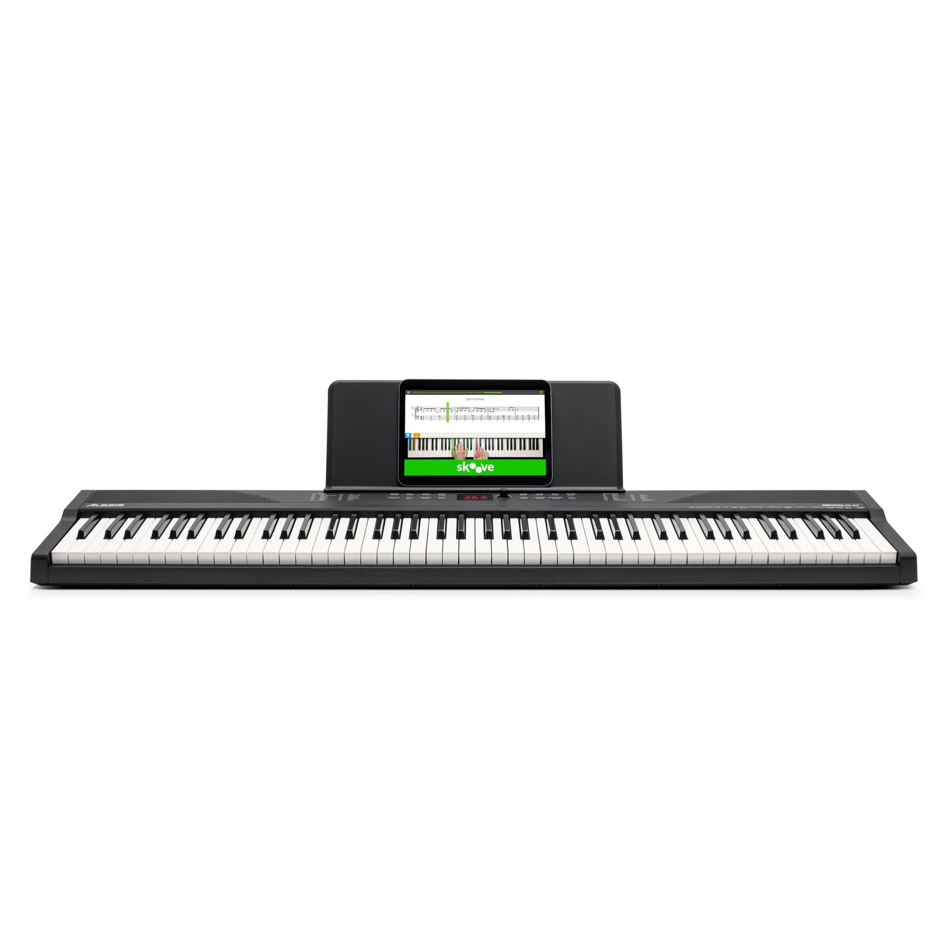 Alesis Teclado Piano con 88 Teclas y 480 Sonidos, Altavoces, MIDI USB, Estuche, Soporte, Auriculares, Pedal y Lecciones de Piano Incluidas