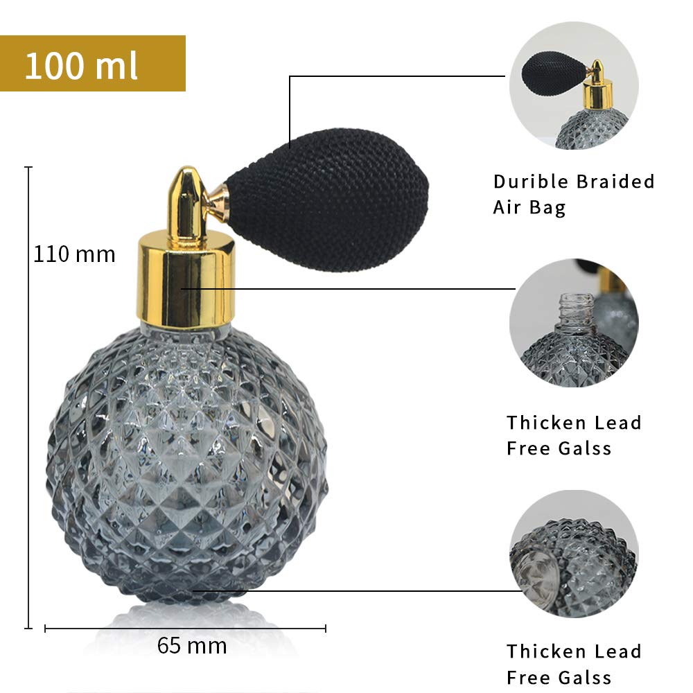 LINALL - Botella atomizadora de perfume de 3.4 onzas / 100 ml, botella de vidrio recargable clásico, SPBT0003 (3 piezas)