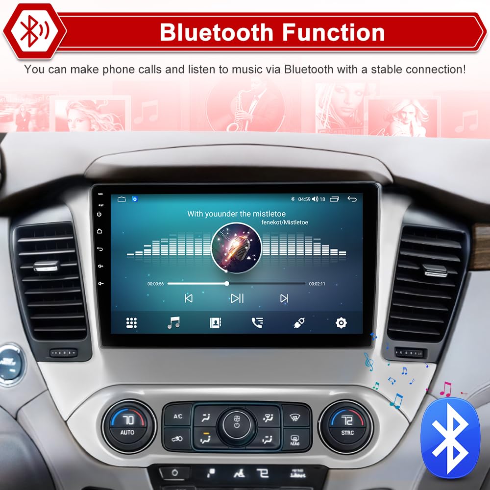 [4 GB+64 GB] Radio estéreo para coche Chevrolet Suburban Tahoe Yukon 2015-2019 | Android 15 | Octa-Core 10.1 pulgadas visualización táctil | CarPlay inalámbrico y Android Auto | GPS WiFi Bluetooth |