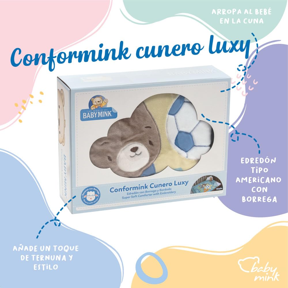 Baby Mink Edredón para Bebé con Borrega, Cobertor Suave y Cálido para Descanso (Azul)