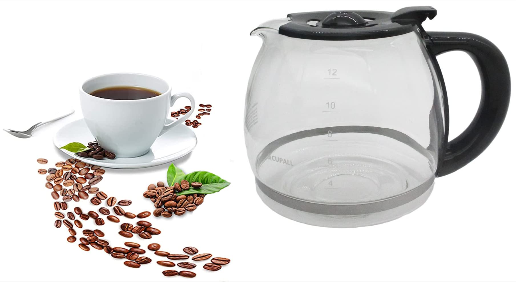 Jarra de vidrio de repuesto para cafetera de 12 tazas, compatible con 12 tazas de repuesto para cafetera negra y Decker
