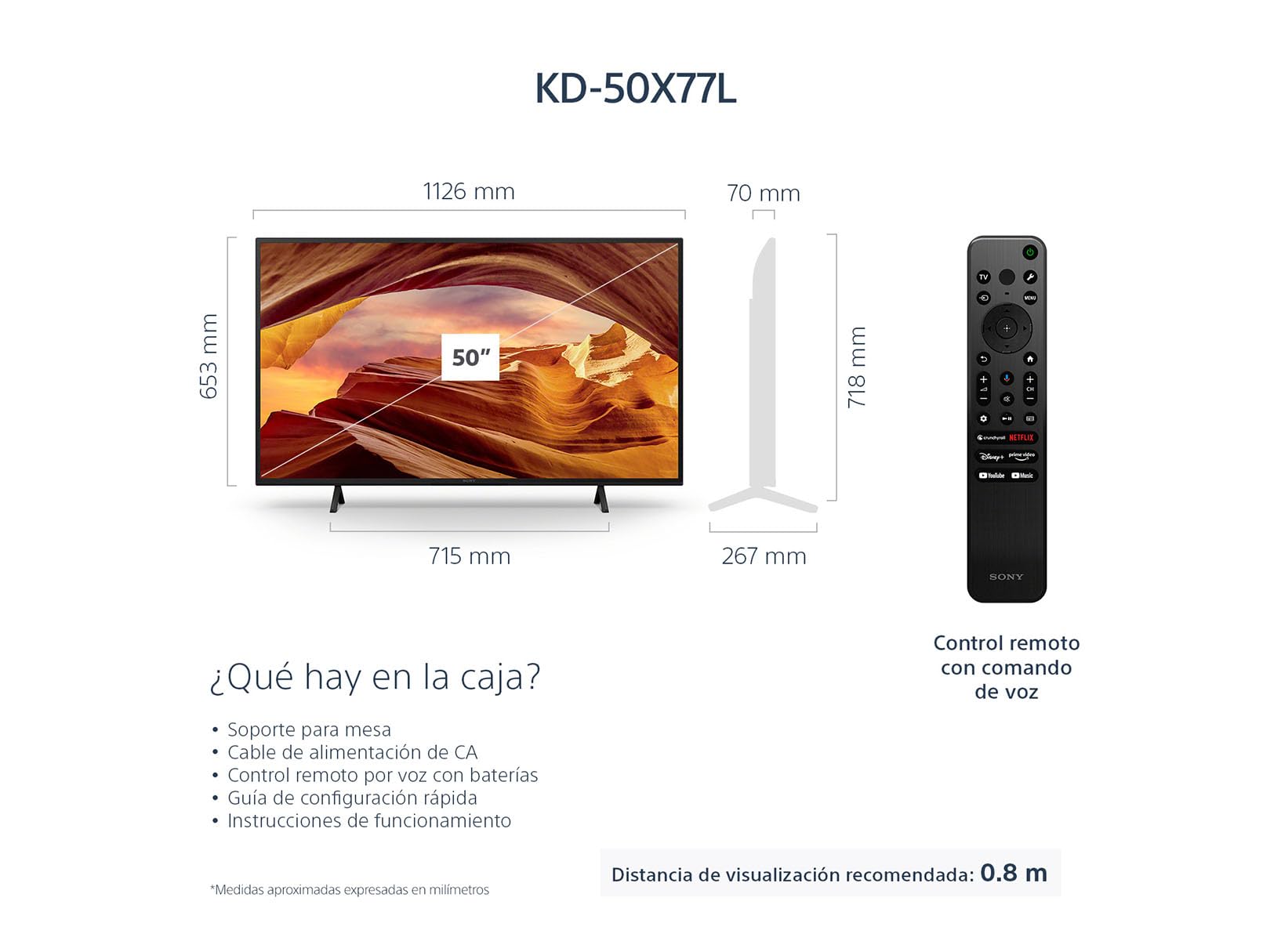 Sony Pantalla 50 Pulgadas KD-50X77L BRAVIA LED 4K UHD Smart Google TV