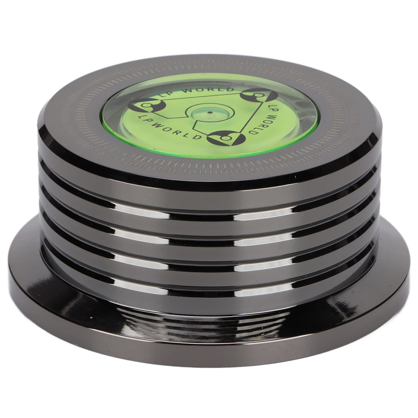 Estabilizador de Discos de Vinilo de Aluminio Negro Brillante con Nivelación de Burbujas para Tocadiscos LP de 50 Hz