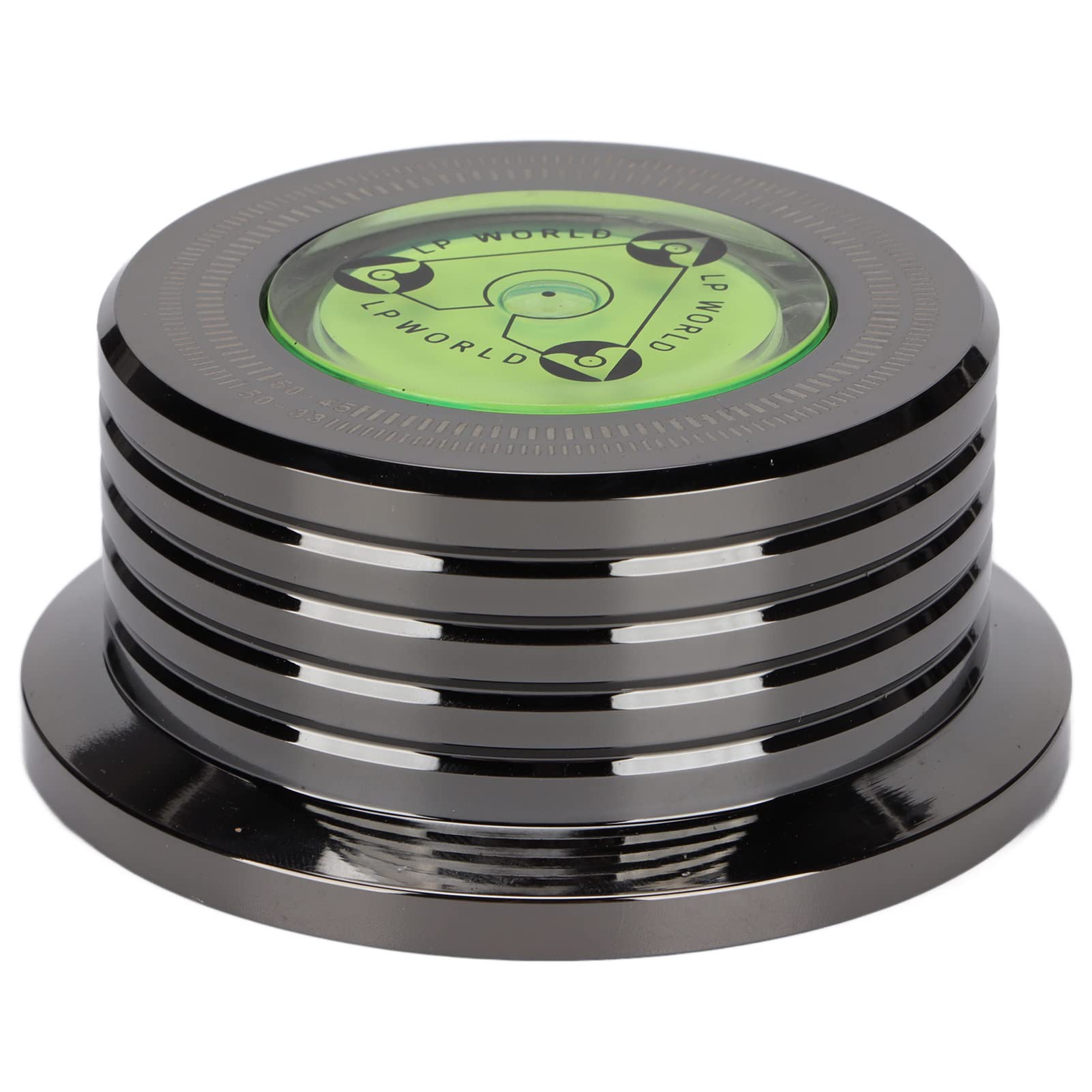 Estabilizador de Discos de Vinilo de Aluminio Negro Brillante con Nivelación de Burbujas para Tocadiscos LP de 50 Hz