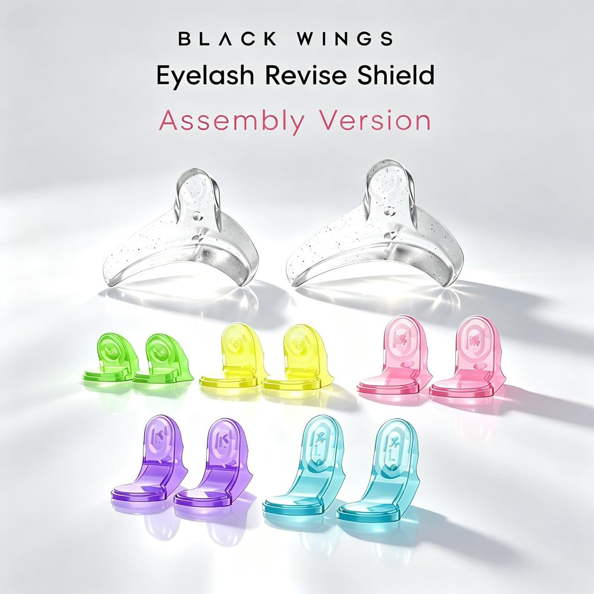 BLACKWINGS - Almohadilla de revisión de pestañas, 5 tamaños, protectores de fijación de pestañas, reutilizable, separador de pestañas, herramienta de elevación de placas de silicona con caja